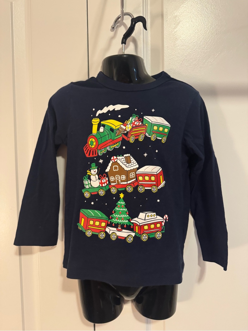 Children’s Place Navy Holiday Train Graphic Long-Sleeve Shirt